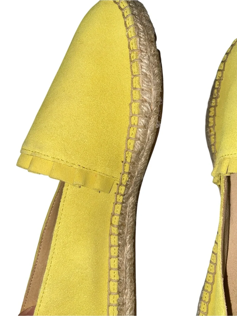 Talbots Izzy Suede Espadrille Flat Size 7.5 Ruffled Chartreuse Sunny Yellow